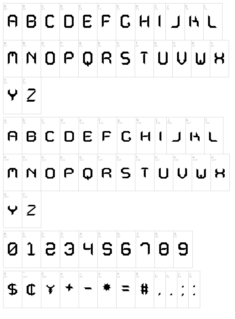 Mavole Sinpo TFB font map